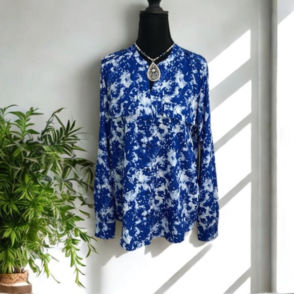 Calvin Klein Vibrant Blue and White Blouse - Picture 1 of 11